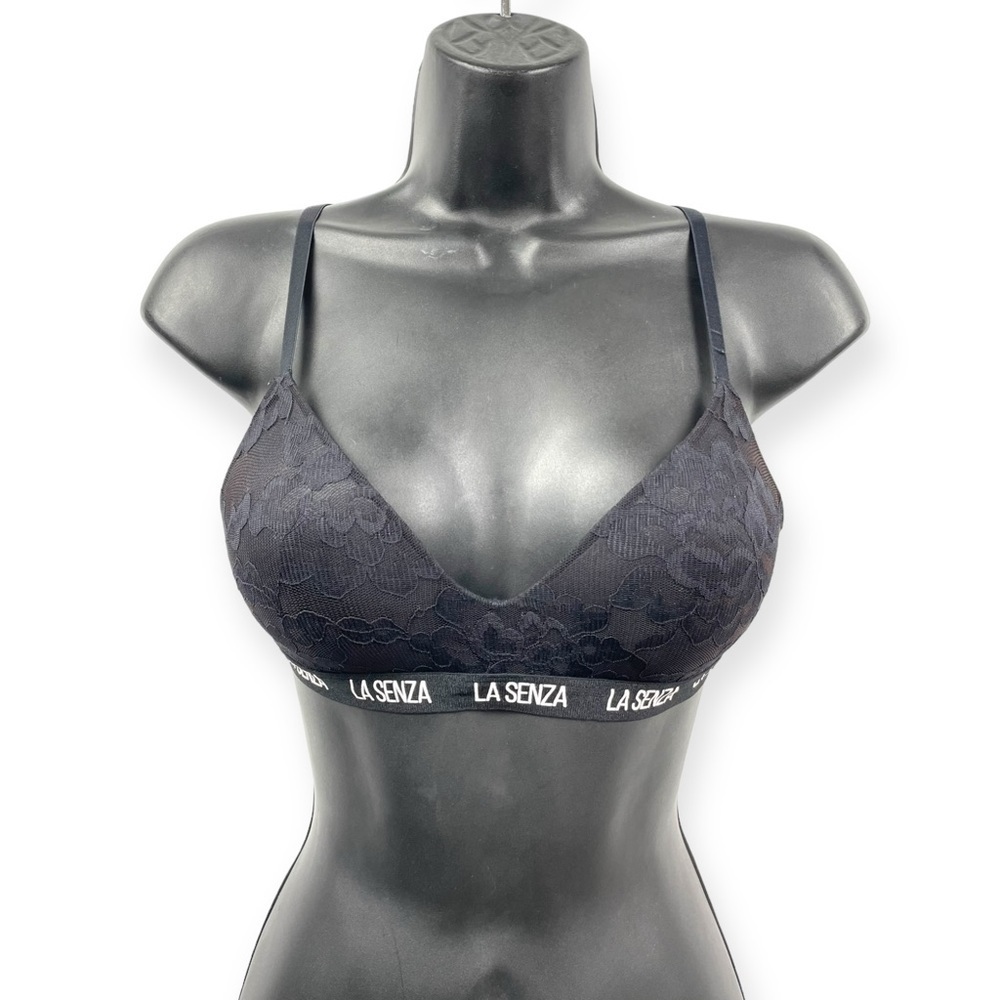 La Senze Black Lace Moulded Padded Wireless Bra Size XS (fits 30-32 A/B Cup)